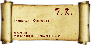 Tomecz Korvin névjegykártya